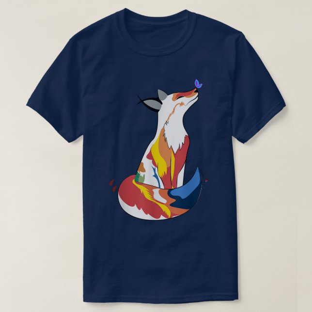 Red Fox och Cute Butterfly T-Shirt (Design framsida)
