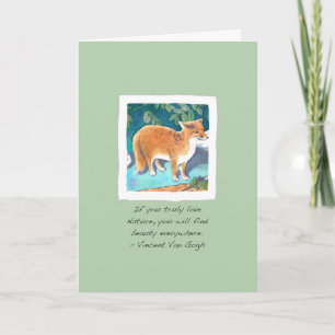 Red Fox om Ljust grönt stöd Kort
