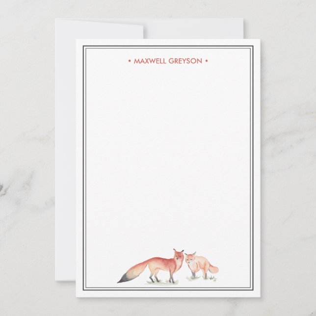 Red Fox Personlig Stationery Anteckningskort (Framsida)