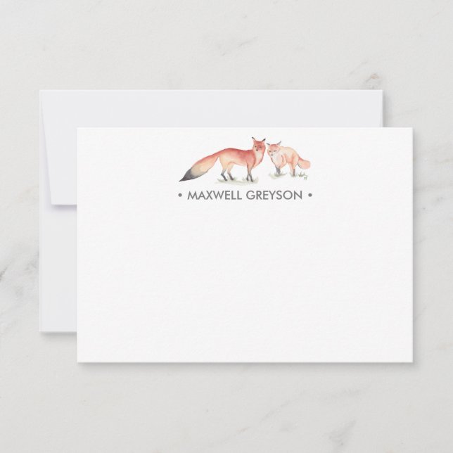 Red Fox Personlig Stationery Small Anteckningskort (Framsida)