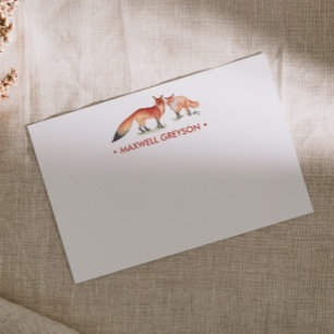 Red Fox Personlig Stationery Small Anteckningskort