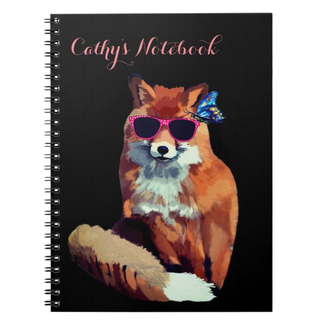 Red Fox Photo Notebook personlig Initialer Anteckningsbok Med Spiral (Framsidan)