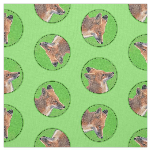 Red Fox Porträtt målning Original Wildlife Art Tyg (Provkarta)