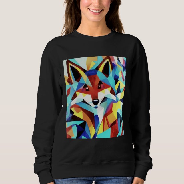 Red Fox Running Through Water Geometric Style T Shirt (Framsida)