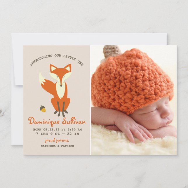 Red Fox | Skogsfoto Birth Announcement Meddelande (Framsida)