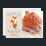 Red Fox | Skogsfoto Birth Announcement Meddelande<br><div class="desc">Fotofödelseattentat Anpassadet Foto Birth annoncement Foto Birement Notice med ett rött räv. Liknande poster finns tillgängliga.</div>