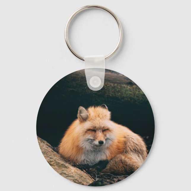 Red Fox Sleeping Nyckelring (Framsida)