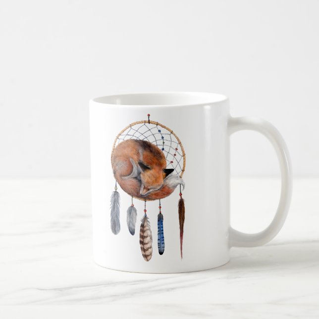 Red Fox Sleeping på Dreamcatcher Kaffemugg (Höger)