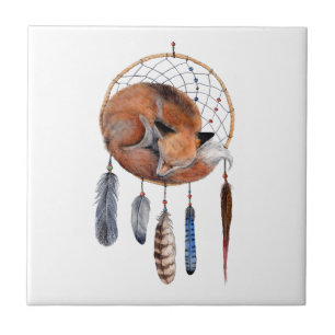 Red Fox Sleeping på Dreamcatcher Kakelplatta