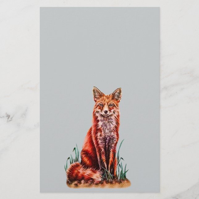 Red Fox Teckning Animal Art Pencil Sketch Foxy (Framsida)