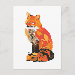 Red Fox Teckning Vykort