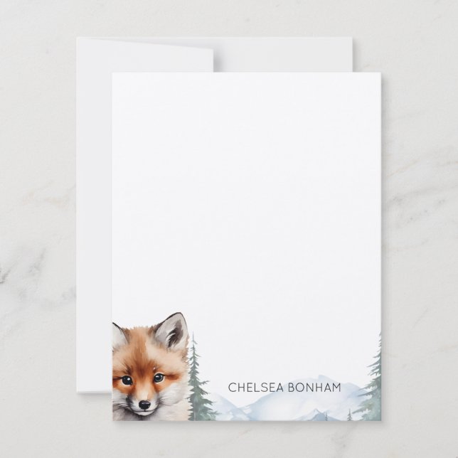 Red Fox Unge i en skogsyta Anteckningskort (Framsida)