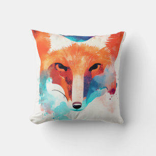 Red Fox Vild Natur Animal Färg Art Painting Kudde