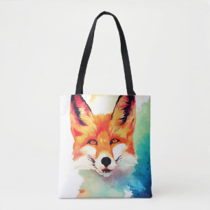 Red Fox Vild Natur Animal Färg Art Painting Tygkasse