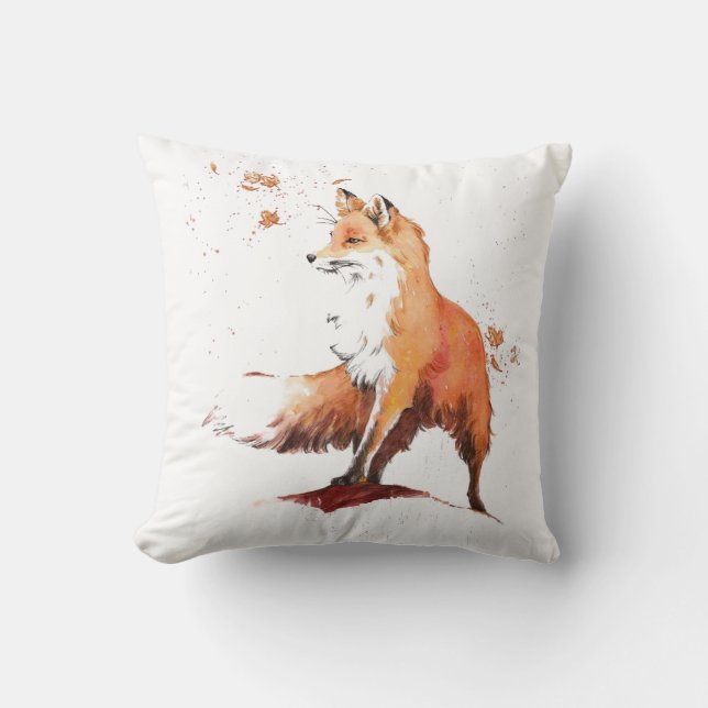 Red Fox Watercolor Kudde (Framsida)
