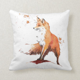 Red Fox Watercolor Kudde