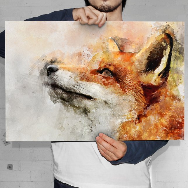 Red Fox Watercolor Porträtt 01 Poster (Red Fox Watercolor Portrait 01. Poster)