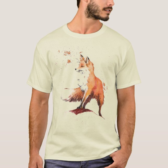 Red Fox Watercolor T Shirt (Framsida)