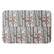 Red Fox Winter Grått Skogen Bath Mat Neutralt Tone
