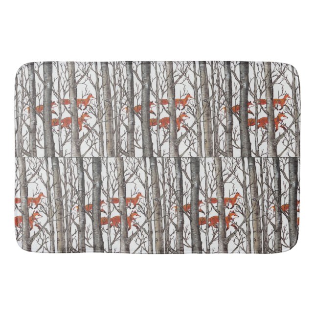 Red Fox Winter Grått Skogen Bath Mat Neutralt Tone Badrumsmatta (Framsidan)