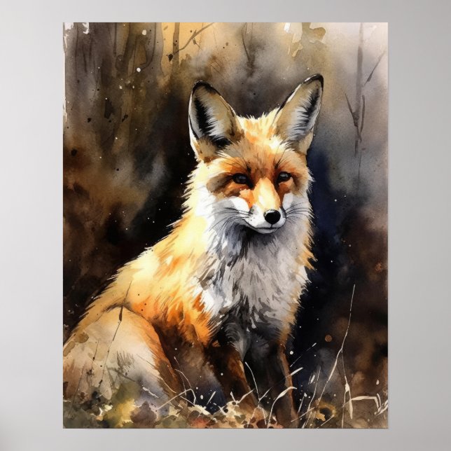 Red Fox Woodland Animal Art Print Poster (Framsidan)