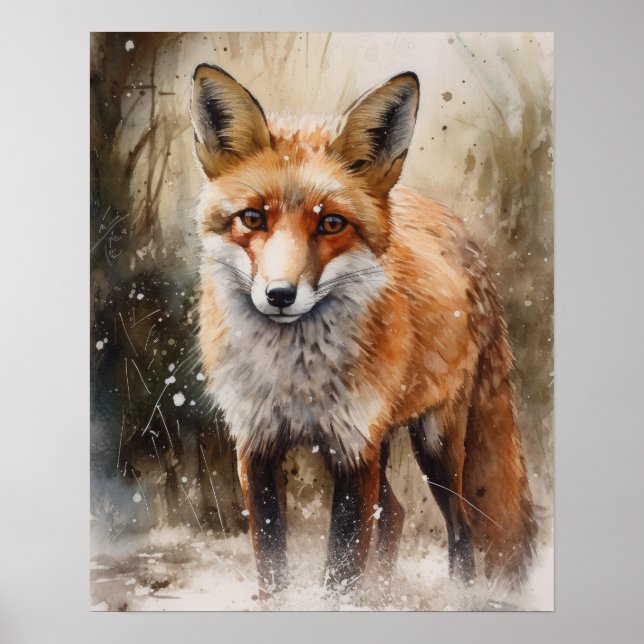 Red Fox Woodland Animal Art Print Poster (Framsidan)