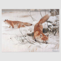 Red Foxes in the Winter Snow (by Wilhelm Kuhnert)