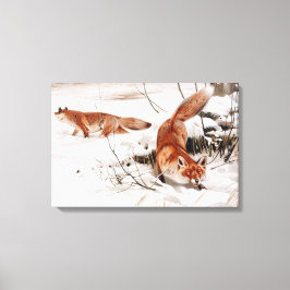Red Foxes in the Winter Snow (by Wilhelm Kuhnert) Canvastryck