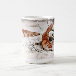 Red Foxes in the Winter Snow (by Wilhelm Kuhnert) Kaffemugg