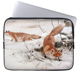 Red Foxes in the Winter Snow (by Wilhelm Kuhnert) Laptop Fodral