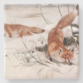 Red Foxes in the Winter Snow (by Wilhelm Kuhnert) Stenunderlägg