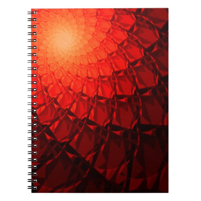 Red Fractal Mönster Anteckningsbok Med Spiral (Framsidan)