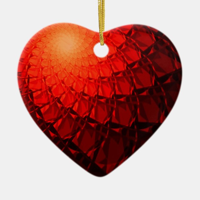 Red Fractal Mönster Julgransprydnad Keramik (Framsidan)