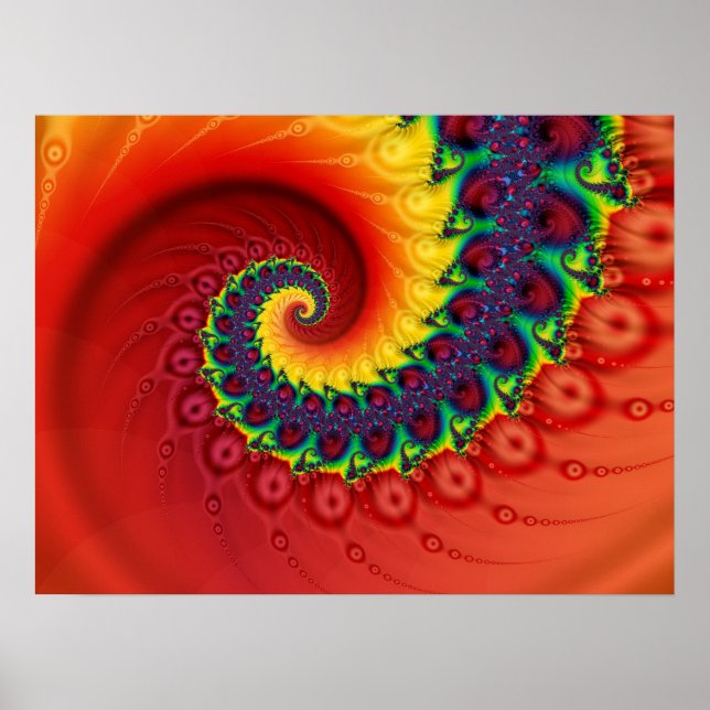 Red Fractal Nautilus Spiral Poster (Framsidan)