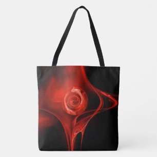 RED FRACTAL RO I BLACK Large Tote Bag Tygkasse