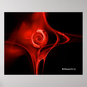RED FRACTAL RO I BLACK POSTER