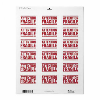 Red Fragile Handle med Care Mail Label bilder 1 Adressetikett