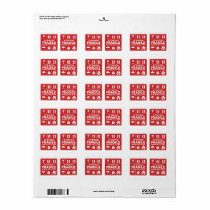 Red Fragile Handle med Care Mail Label bilder 5 Adressetikett