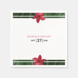 Red Frangipani Plumeria Bröllop Pappersservett