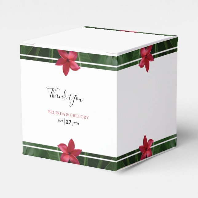 Red Frangipani Plumeria Bröllop Presentaskar (Framsidan Sidan)