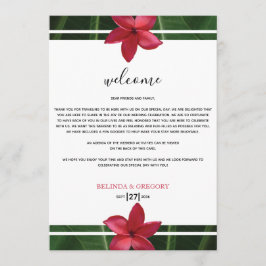 Red Frangipani Plumeria Bröllop Välkomskontinerary Program