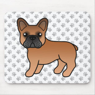 Red Fransk Bulldog Cute Tecknad hund Musmatta