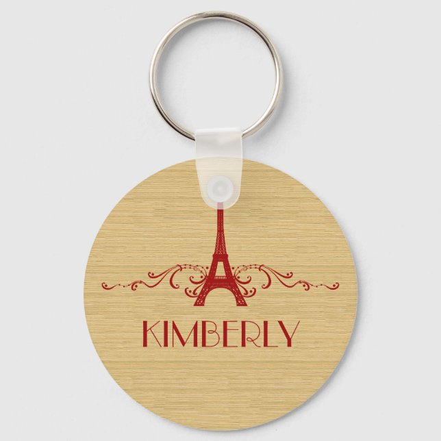 Red Fransk Flourish Keychain Nyckelring (Framsida)