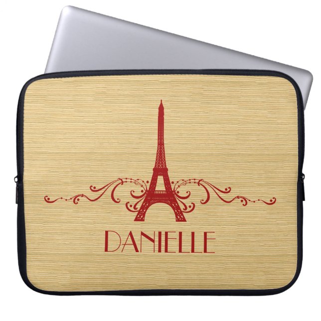 Red Fransk Flourish Laptop sleeve (Framsidan)