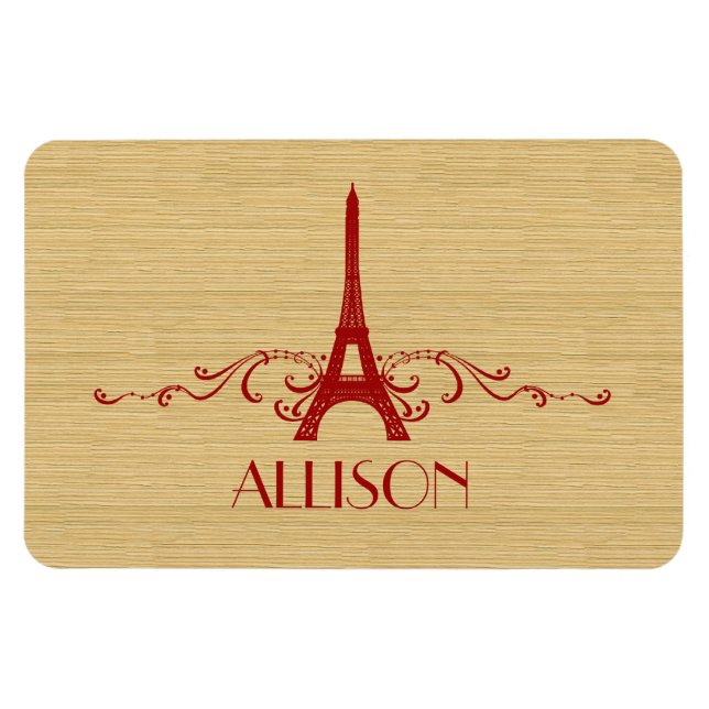Red Fransk Flourish Premium Magnet (Horisontell)