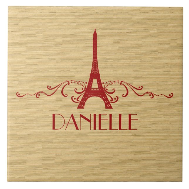 Red Fransk Flourish Tile Kakelplatta (Framsidan)