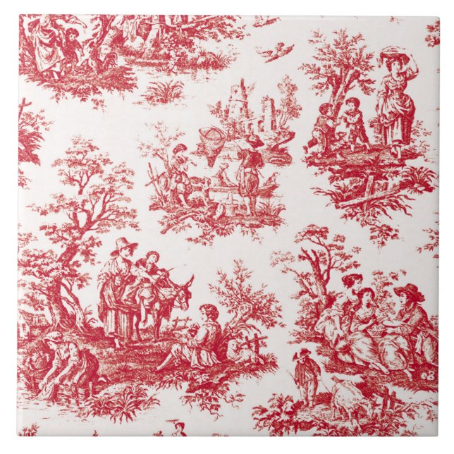 Red Fransk Land Toile Kakelplatta (Framsidan)