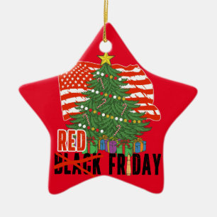 RED Fredag Julgran US-Flagga Julgransprydnad Keramik