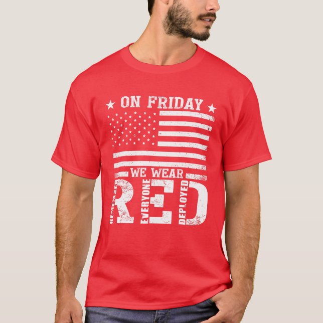 RED Fredag kommer ihåg alla utplacerade USA flagga T Shirt (Framsida)