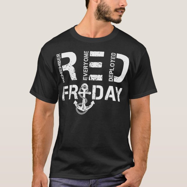 Red Fredag militärtröjor Support Navy Soldiers T Shirt (Framsida)